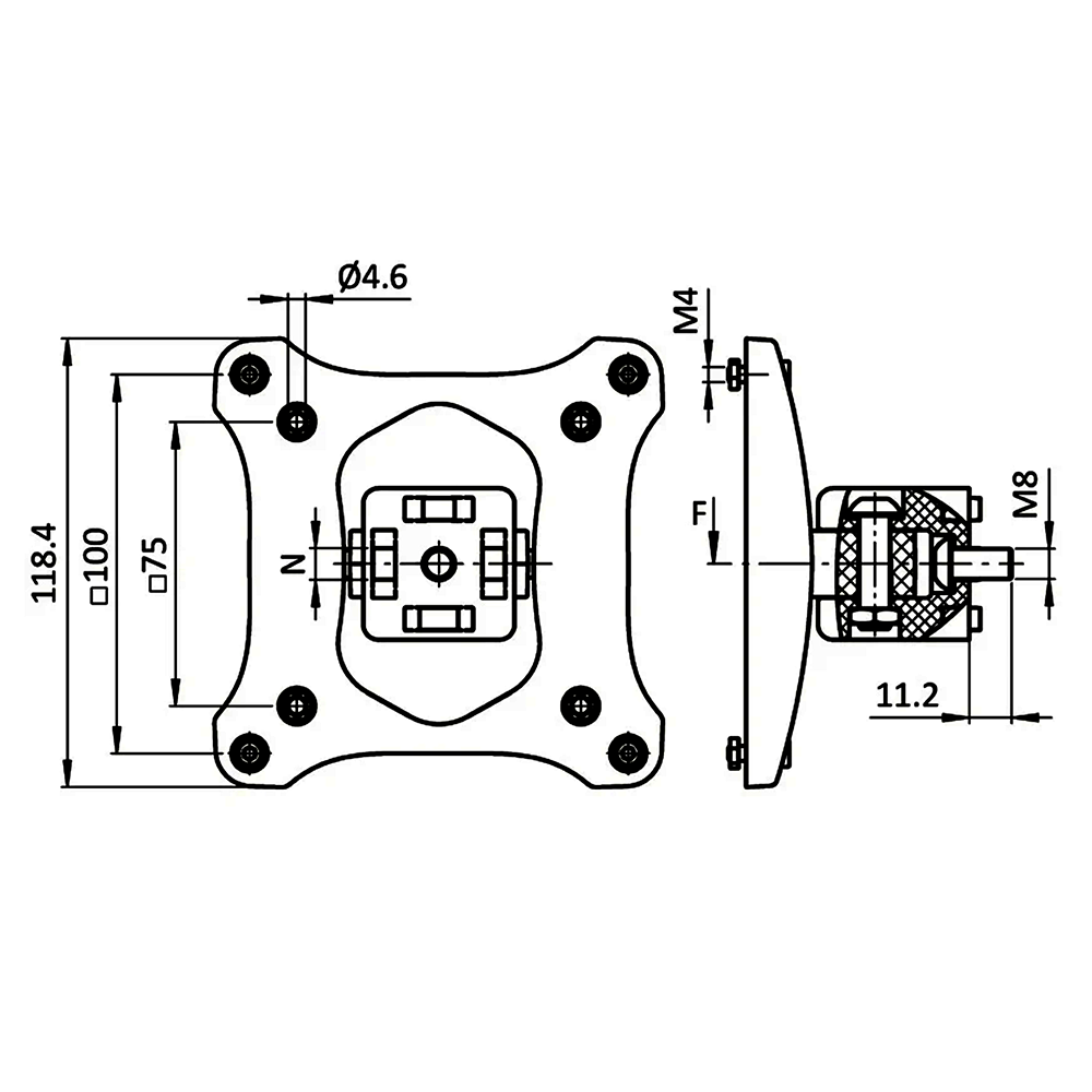 70-000-1 MODULAR SOLUTIONS MONITOR MOUNT, BLACK STEEL, ADJUSTABLE AND SWIVELING FEATURES, WITH HARDWARE